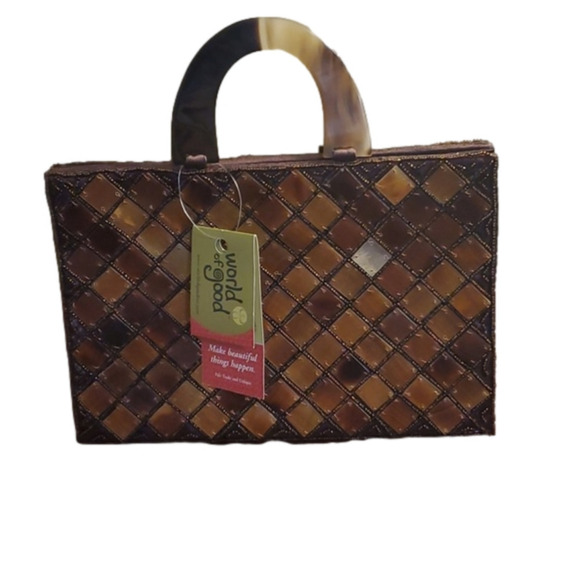 World of Good Buffalo Horn Beaded Silk Purse NWT - Picture 1 of 8